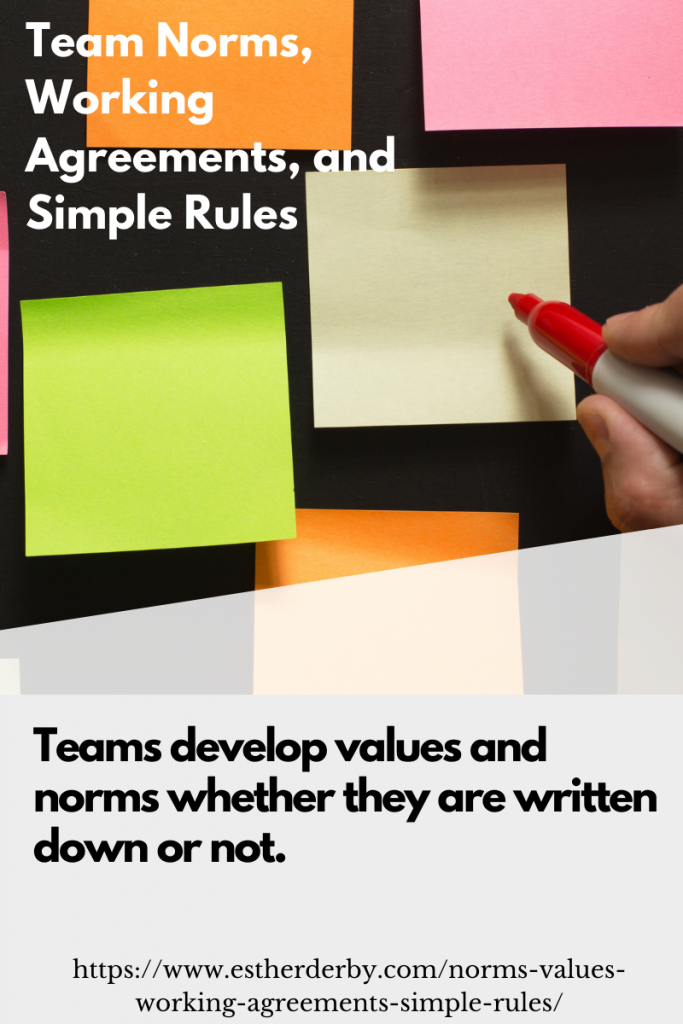 Teams develop values and norms whether they are written down or not.